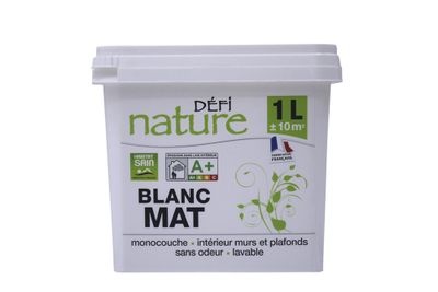 Peinture naturelle murale Blanc mat 1 L - DEFI NATURE