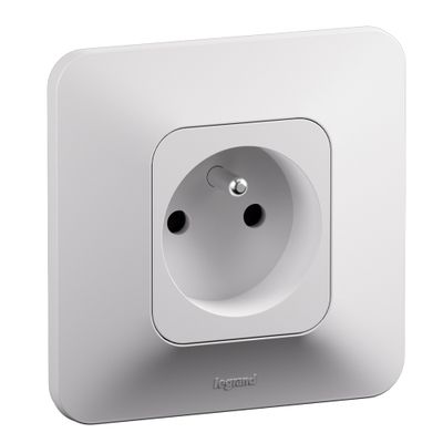 Prise électrique encastrable avec terre Blanc - Neptune LEGRAND