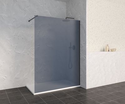 Paroi de douche à l'italienne 140x200 cm profilé noir verre fumé 8 mm Signature - OCEA