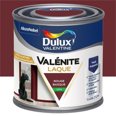 Peinture Boiseries Laque Acrylique Valénite Rouge Basque Satin 125 mL- DULUX VALENTINE