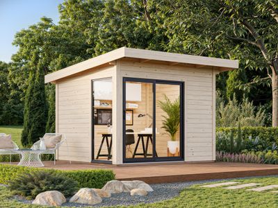 Studio de jardin en bois Andrea avec baie double vitrage -  12 m² hors-tout - Livraison à domicile incluse - PALMAKO