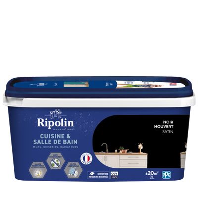Peinture Cuisine & Bain Noir Houvert satin 2 L - RIPOLIN
