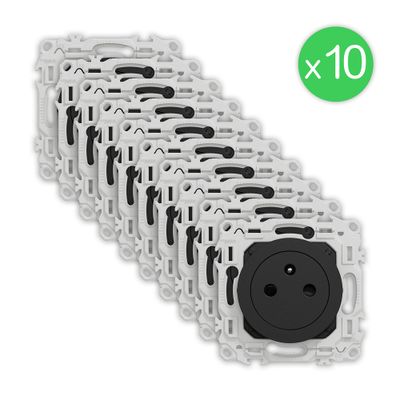 Prises affleurantes 2 pôles + terre Odace 2025 noir par 10 - SCHNEIDER ELECTRIC