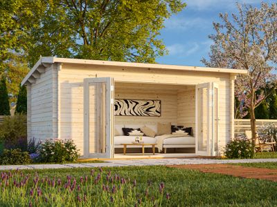 Chalet de jardin en bois Ines - Portes pliantes - 19,8 m² hors-tout - Livraison à domicile incluse - PALMAKO