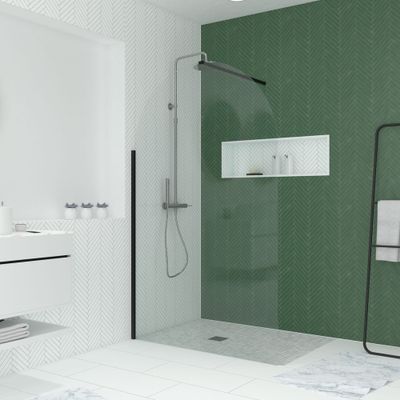 Paroi de douche à l'italienne 120x200 cm profilé noir verre transparent 6 mm Arcade - AURLANE
