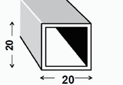Tube carré aluminium brut 20 x 20 x 1,5 mm 2 m  CQFD