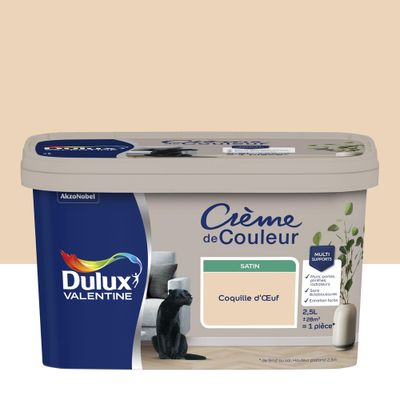 Peinture crème de couleur Coquille d'OEuf Satin 2,5 L - DULUX VALENTINE