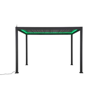 Pergola bioclimatique motorisée aluminium + éclairage led  4X 3m HABRITA