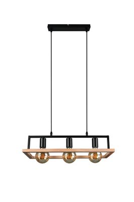 Suspension E27 Bano noir et bois 3x10W - TRIO