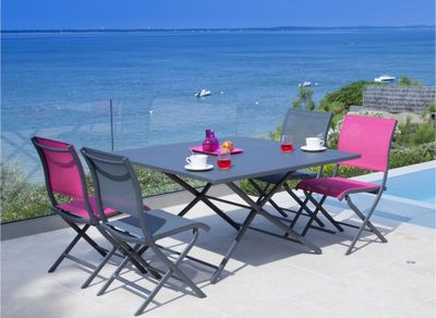 Chaise de jardin Elégance grise en aluminium et textilène PROLOISIRS