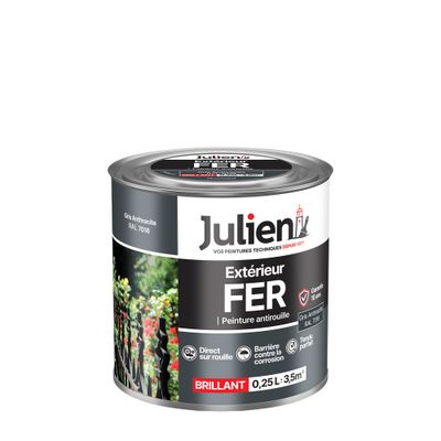 Peinture fer antirouille gris anthracite RAL 7016 brillant 250 mL - JULIEN