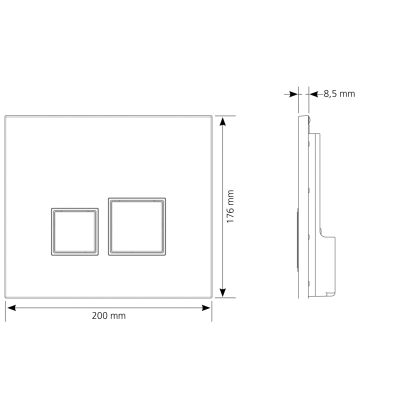Plaque double commande pour WC suspendu noire Square SIAMP