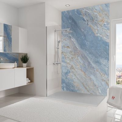 Panneau mural de douche 150x255 cm marbre bleu DécoDesign Softtouch - SCHULTE