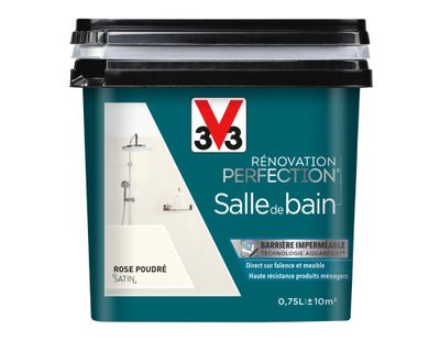 Peinture de rénovation pour salle de bain rose poudré finition satinée 0,75L - V33