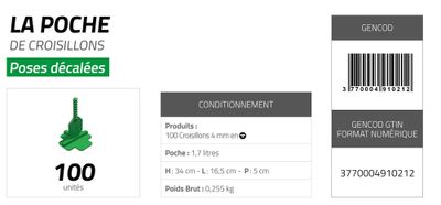 Croisillons de carrelage en T 4 mm vert par 100 PAVILIFT