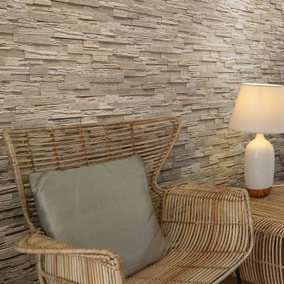 Parement mural intérieur/extérieur beige WOODYTECK 56 x 16 cm paquet de 0.57 m² MODULO