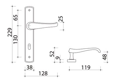Poignées de porte Lucinda poli satiné à clé ALPERTEC