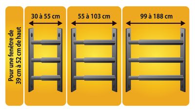 Grille de défense téléscopique de 30 à 55 cm 3 barreaux MOTTEZ