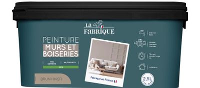 Peinture mur et boiserie Brun Hiver satin 2,5 L - LA FABRIQUE