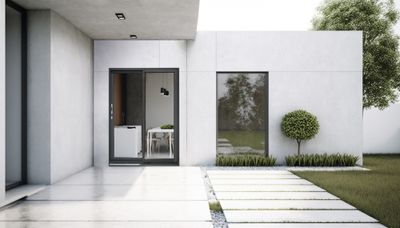 Baie vitrée coulissante pré-montée grise et blanche 2 vantaux 2 rails l.2400 x H.2000 mm CLOSY