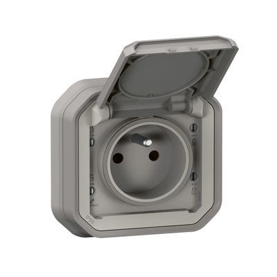 Prise 2 pôles + terre encastrable Plexo gris IP55 - LEGRAND