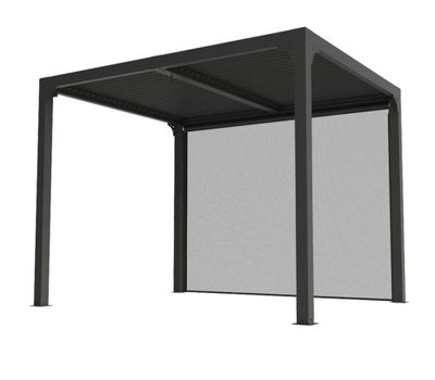 Pergola bioclimatique autoportante avec rideau manuel balcon et terrasse PER2430RBI gris 7,2 m², Livraison à domicile incluse - HABRITA