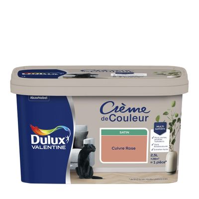 Peinture crème de couleur Cuivre Rose Satin 2,5 L - DULUX VALENTINE