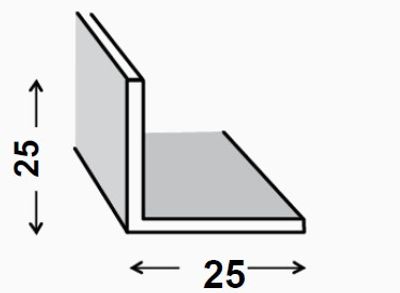 CORNIERE ALUMINIUM ANODISE INCOLORE 25 X 25 X 1,2 MM 2,50 M CQFD