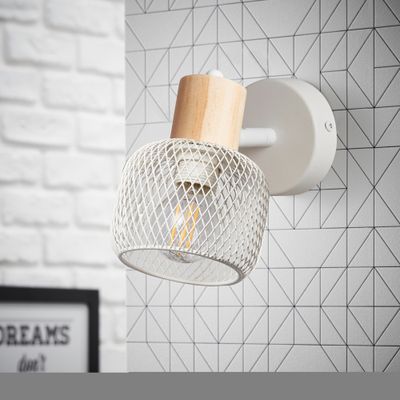 Spot GIADA E14 28W blanc et bois - BRILLIANT