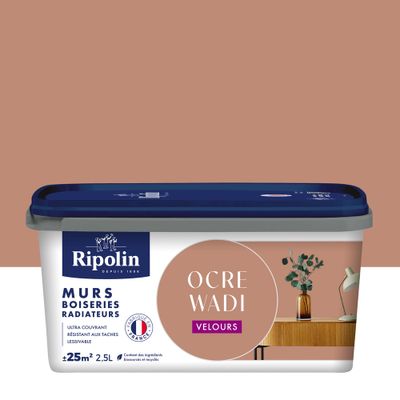 Peinture murs, boiseries et radiateurs ocre wadi velours 2,5 L - RIPOLIN