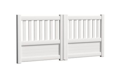 Portail battant aluminium JULES l.3,50 x H.1,35 m blanc  - PREFALU
