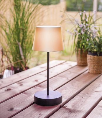 Lampe à poser rechargeable LED Fionnie noir IP44 blanc chaud - TIBELEC