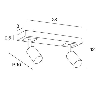 Réglette bois/ noir E27 2X15W DAKOTA COREP