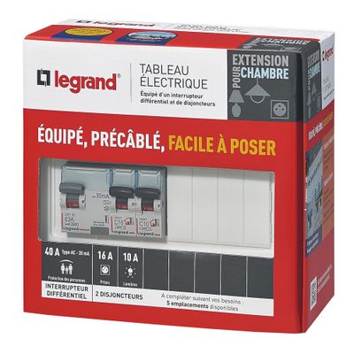 Tableau électrique pré-équipé 1 rangée pour extension - Drivia LEGRAND