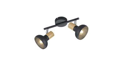 Réglette 2 spots E14 Latika noir et bois 2x10W - REALITY