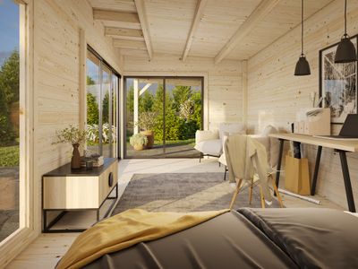 Studio de jardin en bois avec pergola 7,9m² Andréa - 37 m² hors-tout - Livraison à domicile - PALMAKO