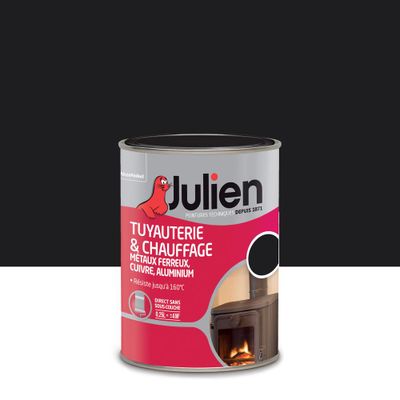 Peinture spéciale tuyauterie et chauffage résiste jusqu'à 160° C noir brillant 250 mL - JULIEN