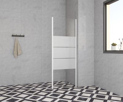 Paroi de douche latérale fixe 80x185 cm profilé blanc verre sérigraphié 4 mm Primera - OCEA