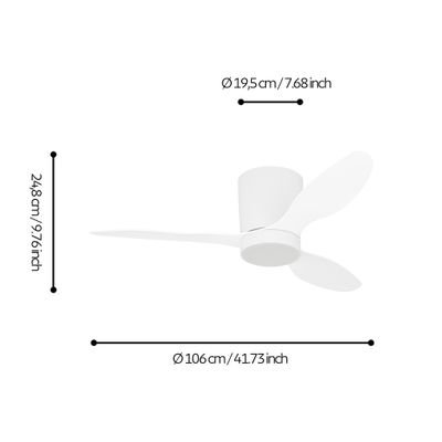 Ventilateur de plafond silencieux avec lumière LED + télécommande Blanc Ø106cm - Baracarès EGLO