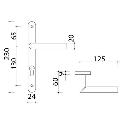 Poignées de porte plaque étroite Ibiza blanc mat à cylindre ALPERTEC