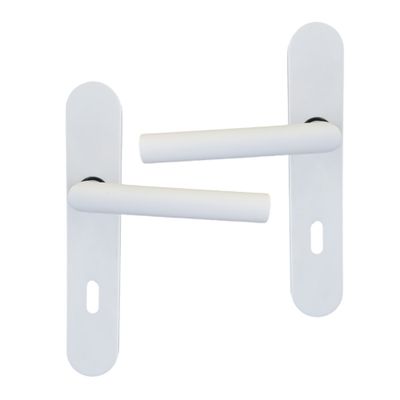 Poignées de porte double entraxe Edison blanc à clé ALPERTEC