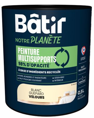 Peinture multi supports velours blanc guépard 0,5 L - BATIR NOTRE PLANETE