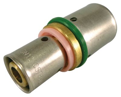 Jonction inégale à sertir pour tube PER diamètre 12 mm vers diamètre 16 mm