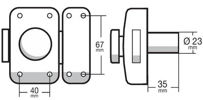 Verrou de porte d'entrée Corvette à bouton et cylindre 35 mm doré 3 clés THIRARD