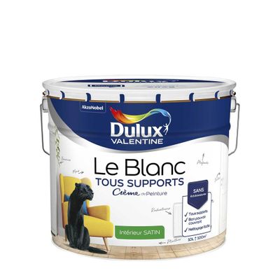 Peinture acrylique Tous Supports blanc satin 10 L - DULUX VALENTINE