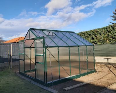 Serre jardin en aluminium  verte en polycarbonate 7,44 m², Livraison à domicile incluse - HABRITA