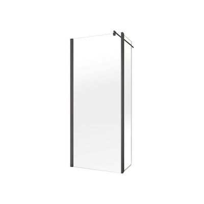 Paroi de douche à l'italienne avec déflecteur 100+30x190 cm profilé noir verre transparent 5 mm New Style - SCHULTE