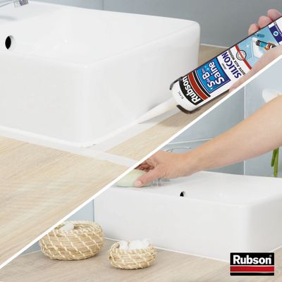 Mastic Joint Silicone Salle de bain saine blanc 280 ml par 2 - RUBSON