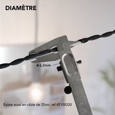 Câble électrique tissu torsadé noir 3m - TIBELEC