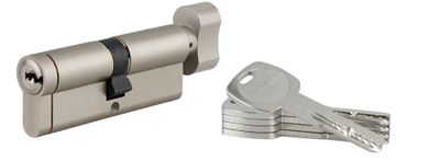 Cylindre de serrure à bouton 40 x 40 mm Transit 1 haute sécurité nickelé 5 clés THIRARD